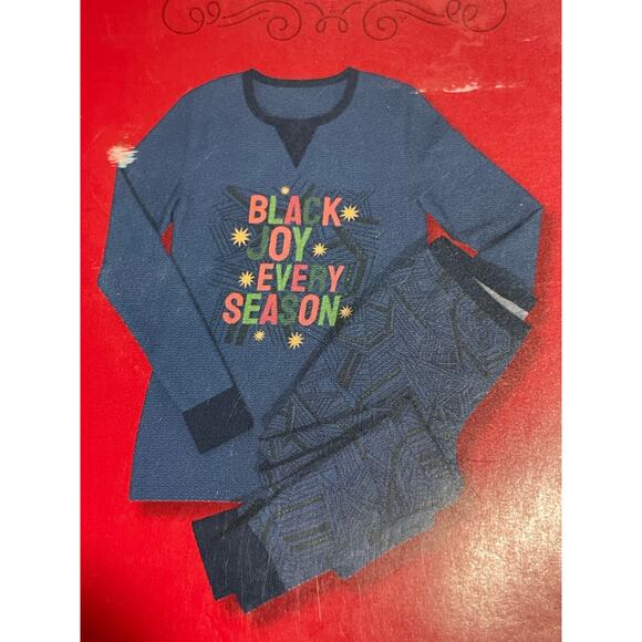 NWT Wonderland Black Joy Pajamas Set Womens 4X Blue Christmas Holiday Matching - Picture 1 of 7